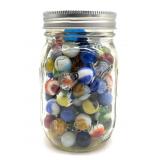 Shooter Marbles and More Marbles in Glass Jar-