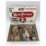 Rocks, Minerals, and More in Cigar Box