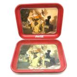 (2) 1986 Coca-Cola Christmas Metal Trays