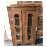 Vintage Primitive-Style Wood Cabinet with Wire