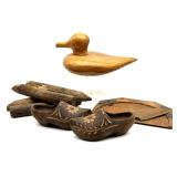 Wood Duck, Wood Stakes, Wood Crumb Butler, and
