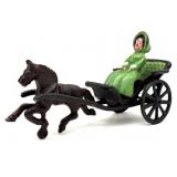 Vintage Cast Iron Horse and Buggy with Woman 7.5"
