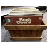 Vintage Record Albums in Wood Crate - mostly