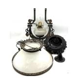 Antique Cast Iron Frame Hanging Oil Lamp