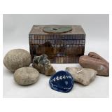 Agate Slice Attached to Tiled Box, Agate Slice,