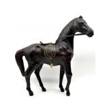 Vintage Leather Paper Mache Horse Figure 13.5" x