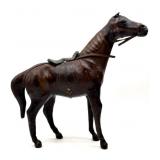 Vintage Leather Paper Mache Horse Figure 13.5" x