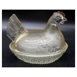 Vintage Hen on Nest Glass Dish 4.5" x 3.5" x 3.5"