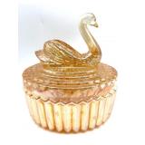Vintage Marigold Carnival Glass Swan Powder Dish
