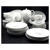 Vintage Silver Rimmed Grey Tulips Design Creative
