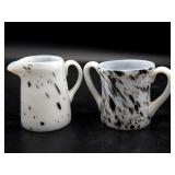 Handblown Milk Glass Purple Splatter Creamer and