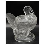 Turkey Glass Lidded Dish 6.5" x 5.5" x 7"