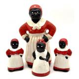 Vintage Aunt Jemima Ceramic Holder, Bell, and
