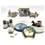 Porcelain Figural Dishes, Porcelain Horse and