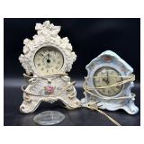 (2) Vintage Porcelain Clocks 10" Tall and