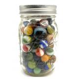 Shooter Marble and More Marbles in Glass Jar-