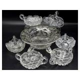 Vintage Footed Silver Painted Design Glass Bowl