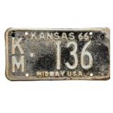 1966 Kansas License Plate