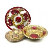 Antique Goofus Glass Plates and Bowl- largest