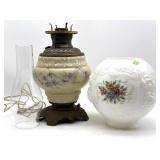 Vintage Oil Lamp Converted to Electric, Milk