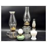 Vintage Glass Oil Lamps and Miniature Oil