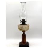 Antique/Vintage Oil Lamp with Cast Iron Base 20"