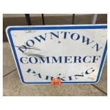 downtown commerce metal sign