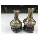 2 small cloisonne vases