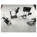 4 Metal Artwork Pieces Golfing Fishing Basketball