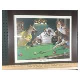 Jack the Ripper Dogs Playing Pool Framed