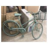 Green Painted Yard Art Old Bicycle
