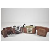2 Vintage Voighander Cameras/Flash w Leather Cases