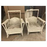 Two Vintage Antique Wicker Rockers