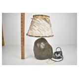 Rock Lamp w/ Birch Shade Michael  Powers Signed