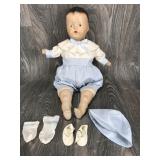 Rubber Doll with Blue & White Outfit