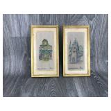 2 Castle Fabric Pictures Framed