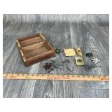 Vintage Carved Wooden Box w/ Costume Jewelry