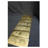 1,2,5,10,20,50,100 Gold Plated bank notes 1,2,5,10,20,50,100 Gold Plated bank notes