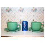 2 Large Made in Portugal Mugs and Saucers 2 Large Made in Portugal Mugs and Saucers