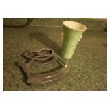 Trivet and green vase Trivet and green vase