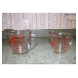 2 Measuring cups 1 Fire king 1 Ancor Hocking 2 Measuring cups 1 Fire king 1 Ancor Hocking