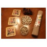 Coasters Shelf liner and flower frogs Coasters Shelf liner and flower frogs