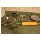 3 pie plates antique crust cutter and rolling pin 3 pie plates antique crust cutter and rolling pin