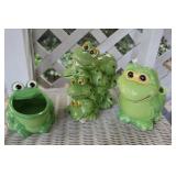 Glass Frog dishs and frog bank Glass Frog dishs and frog bank