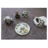 Frog Lot With Ceramic Hand Frog Lot With Ceramic Hand