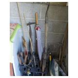 Lot of Yard Hand Tools & Organizer Lot of Yard Hand Tools & Organizer