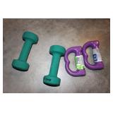 2 sets of 5lb hand weights 2 sets of 5lb hand weights