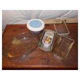 3 loaf pans casserole dish bowl w lid (pyrex) 3 loaf pans casserole dish bowl w lid (pyrex)