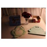 Paper frog pads/ life your spirits book/ sm vase Paper frog pads/ life your spirits book/ sm vase
