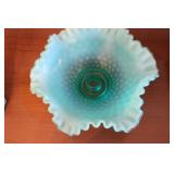 Vintage Fenton Hobnail Teal Candle bowl Vintage Fenton Hobnail Teal Candle bowl